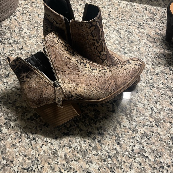Snakeskin Ankle Boots - Brown - Picture 1 of 1